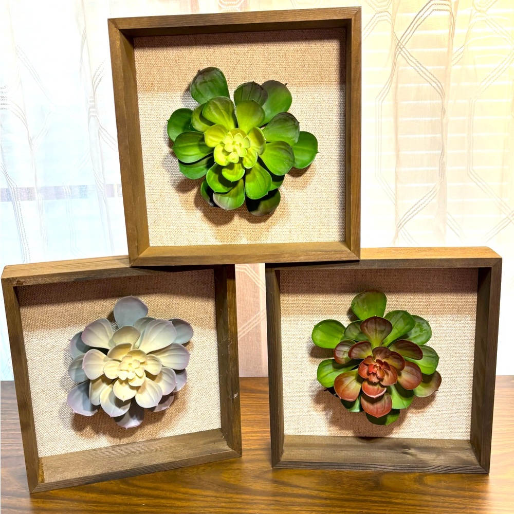 Clearance bundle w/2nd item for $4.99 shipping Set of 3Hanging Wall Art 8x8x2.5